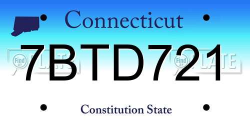 7BTD721 Connecticut License Plate