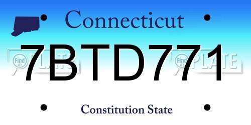 7BTD771 Connecticut License Plate