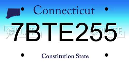 7BTE255 Connecticut License Plate