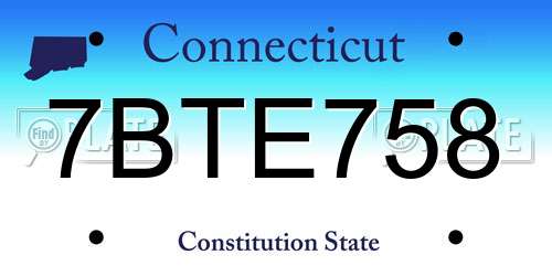 7BTE758 Connecticut License Plate