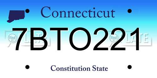 7BTO221 Connecticut License Plate