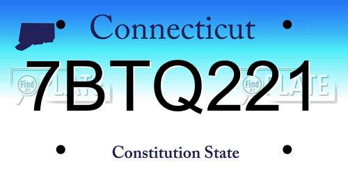 7BTQ221 Connecticut License Plate