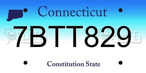 7BTT829 Connecticut License Plate