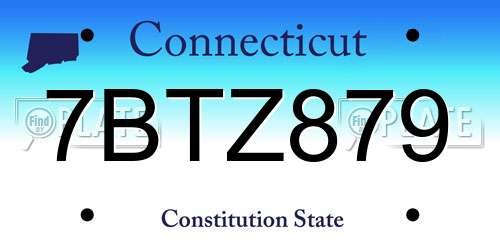 7BTZ879 Connecticut License Plate