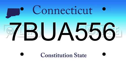 7BUA556 Connecticut License Plate