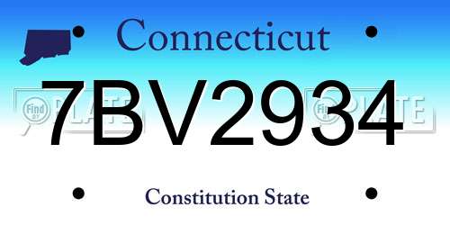 7BV2934 Connecticut License Plate