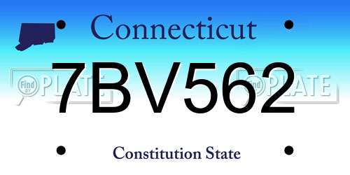 7BV562 Connecticut License Plate