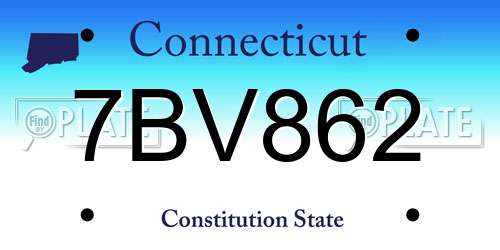 7BV862 Connecticut License Plate