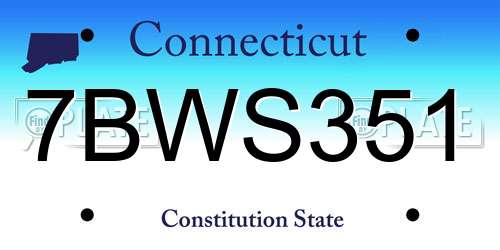 7BWS351 Connecticut License Plate