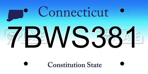 7BWS381 Connecticut License Plate