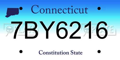 7BY6216 Connecticut License Plate