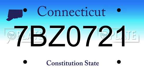 7BZ0721 Connecticut License Plate