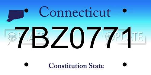 7BZ0771 Connecticut License Plate