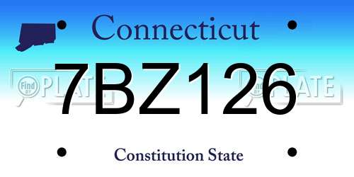 7BZ126 Connecticut License Plate