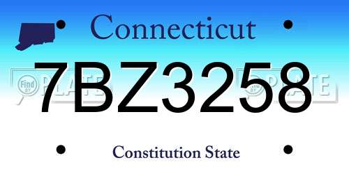7BZ3258 Connecticut License Plate