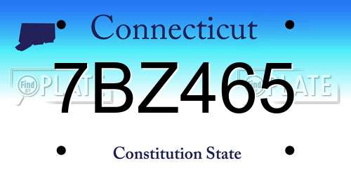 7BZ465 Connecticut License Plate