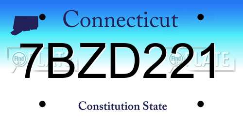 7BZD221 Connecticut License Plate