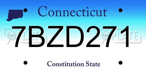 7BZD271 Connecticut License Plate