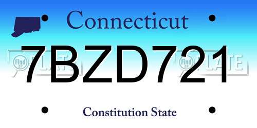 7BZD721 Connecticut License Plate