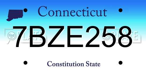 7BZE258 Connecticut License Plate