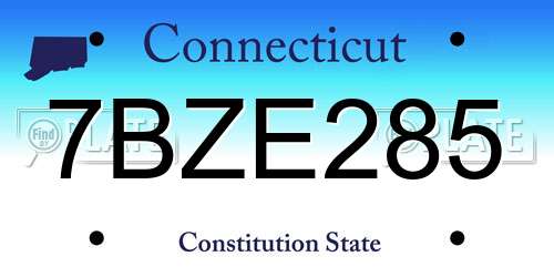 7BZE285 Connecticut License Plate
