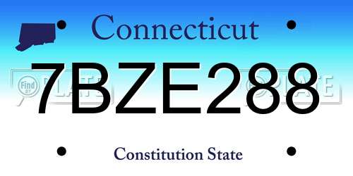 7BZE288 Connecticut License Plate