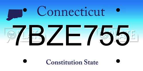 7BZE755 Connecticut License Plate