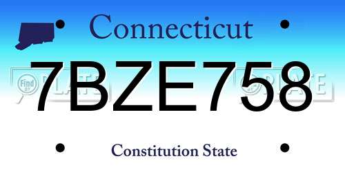 7BZE758 Connecticut License Plate
