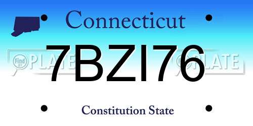 7BZI76 Connecticut License Plate