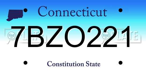7BZO221 Connecticut License Plate