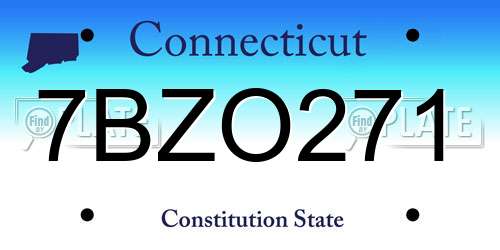 7BZO271 Connecticut License Plate