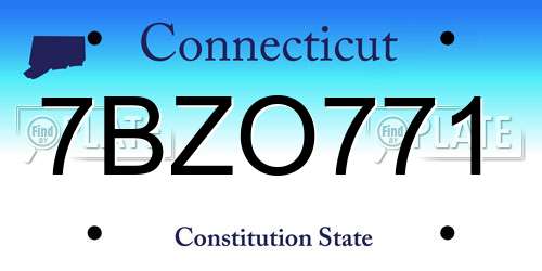 7BZO771 Connecticut License Plate