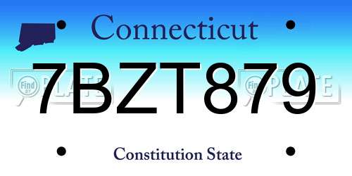 7BZT879 Connecticut License Plate