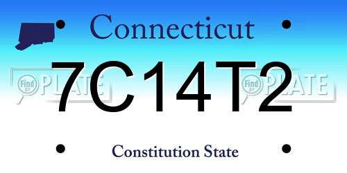 7C14T2 Connecticut License Plate