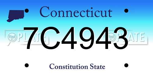 7C4943 Connecticut License Plate