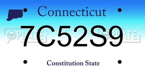 7C52S9 Connecticut License Plate