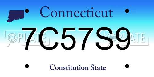 7C57S9 Connecticut License Plate