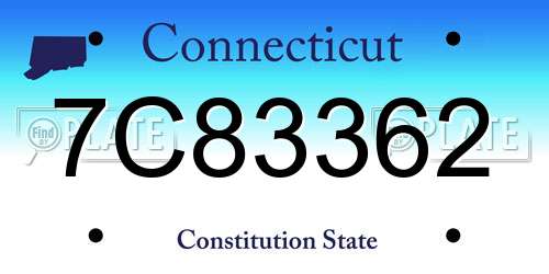 7C83362 Connecticut License Plate
