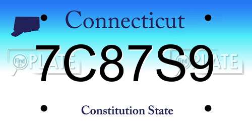 7C87S9 Connecticut License Plate