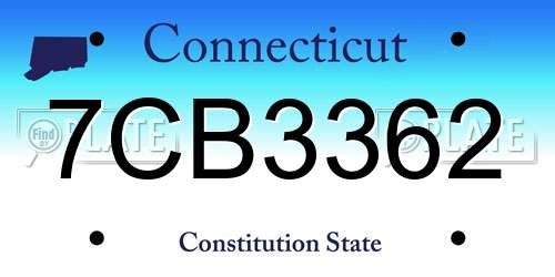 7CB3362 Connecticut License Plate
