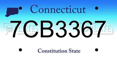 7CB3367 Connecticut License Plate