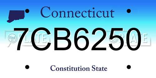 7CB6250 Connecticut License Plate