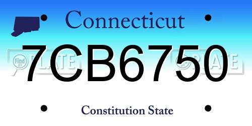 7CB6750 Connecticut License Plate