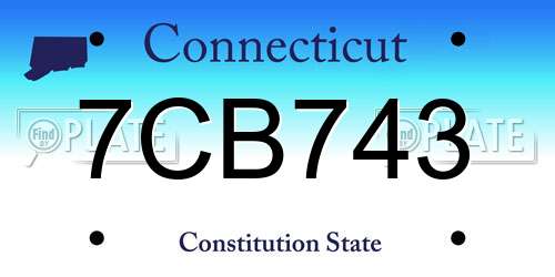 7CB743 Connecticut License Plate