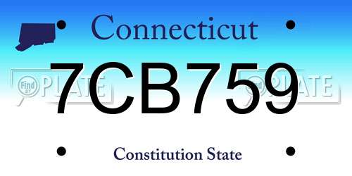 7CB759 Connecticut License Plate