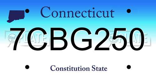 7CBG250 Connecticut License Plate
