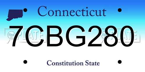 7CBG280 Connecticut License Plate