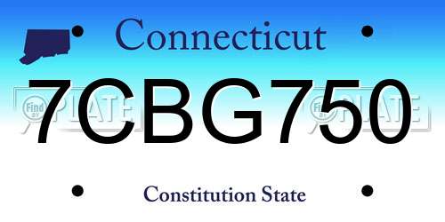 7CBG750 Connecticut License Plate