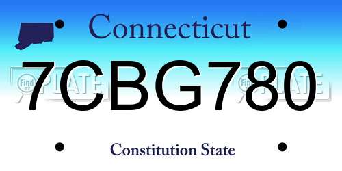 7CBG780 Connecticut License Plate
