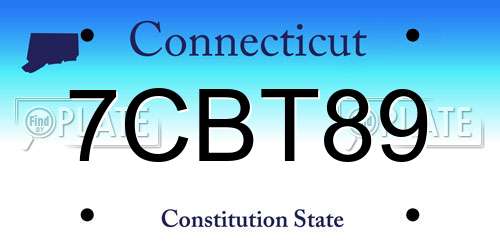 7CBT89 Connecticut License Plate